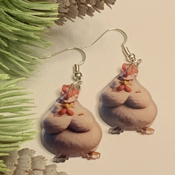 Rooster Earring, Chicken Earring, Silly Animal Earring, Gift Idea, Hen Earring - Picture 3 of 5
